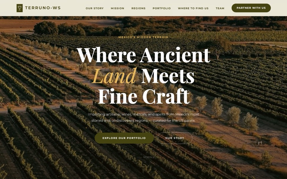 Terruno Wine & Spirits website